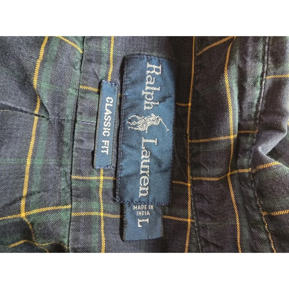 Polo Ralph Lauren Shirt Mens Large Blue Green Plaid Button Up Pony Preppy Casual